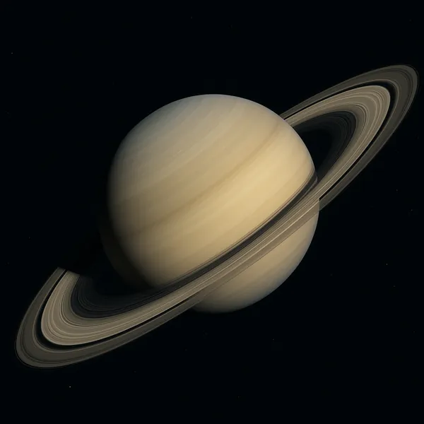 Discover a puzzle with a detailed view of Saturn and its graceful rings set against the deep black of space, showing soft golden-beige bands, subtle atmospheric