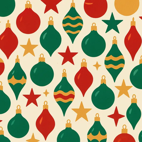 Enjoy an online jigsaw puzzle designed for browser play, featuring a cheerful pattern of holiday ornaments and stars.