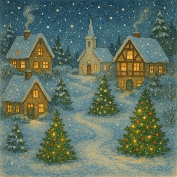 Enjoy an online jigsaw puzzle designed for browser play, featuring a cozy winter village scene that feels like a holiday postcard.