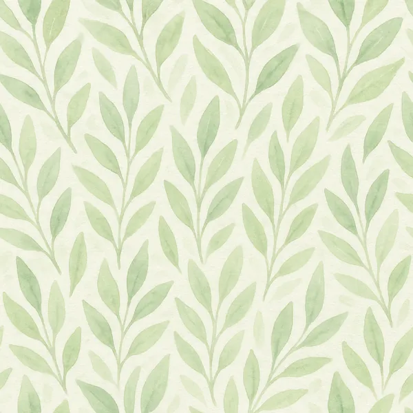 Discover a puzzle with a soft watercolor pattern of pale green leaves arranged in gentle, repeating sprigs against a warm off-white background.