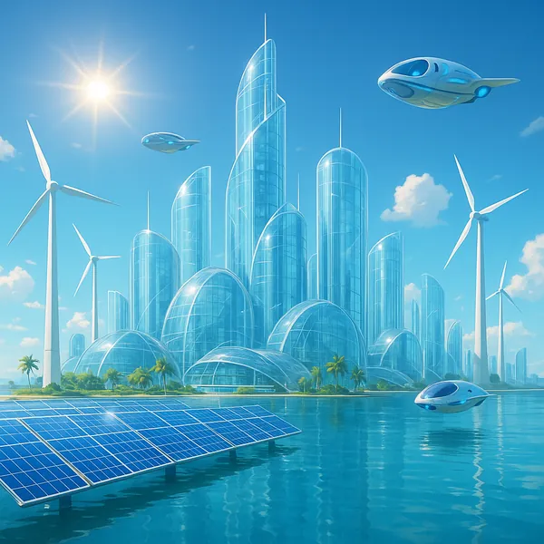 Enjoy an online jigsaw puzzle designed for browser play, featuring a bright futuristic cityscape that blends architecture, technology, and nature.