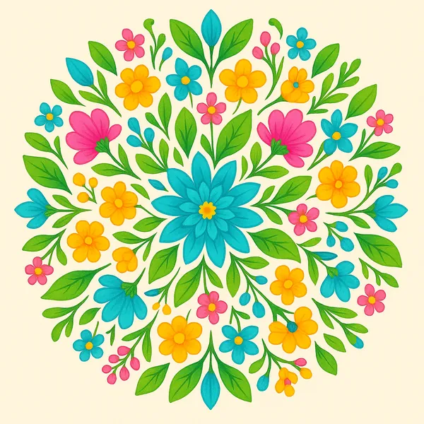 Enjoy an online jigsaw puzzle designed for browser play, featuring a bright floral mandala perfect for nature lovers.