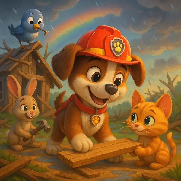 This online jigsaw puzzle features a heartwarming animal scene you can play right in your browser, centered on playful pets and woodland friends.