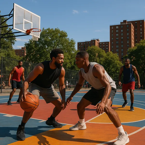 This online jigsaw puzzle features an energetic outdoor basketball scene you can play right in your browser, centered on sport and urban life.