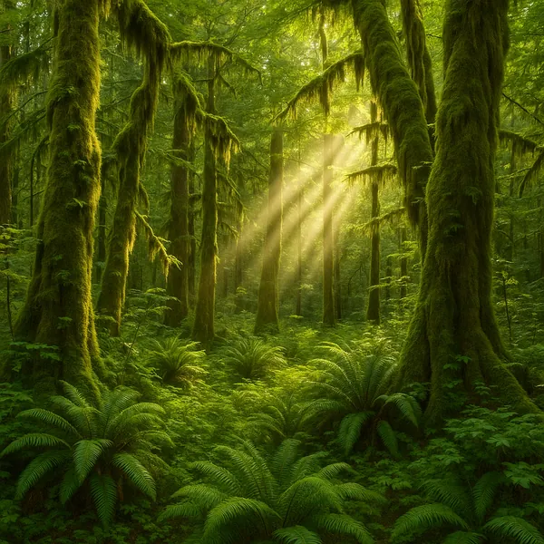 Enjoy an online jigsaw puzzle designed for browser play, featuring a lush green forest scene that celebrates nature.