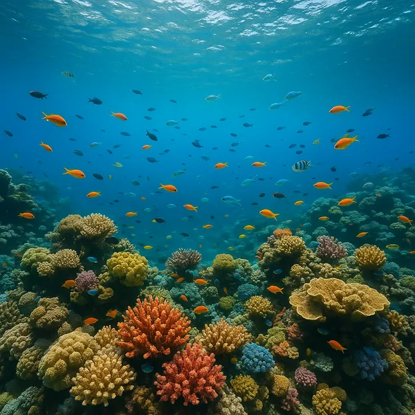 Enjoy an online jigsaw puzzle designed for browser play, featuring a vibrant coral reef scene that celebrates marine life and underwater nature.