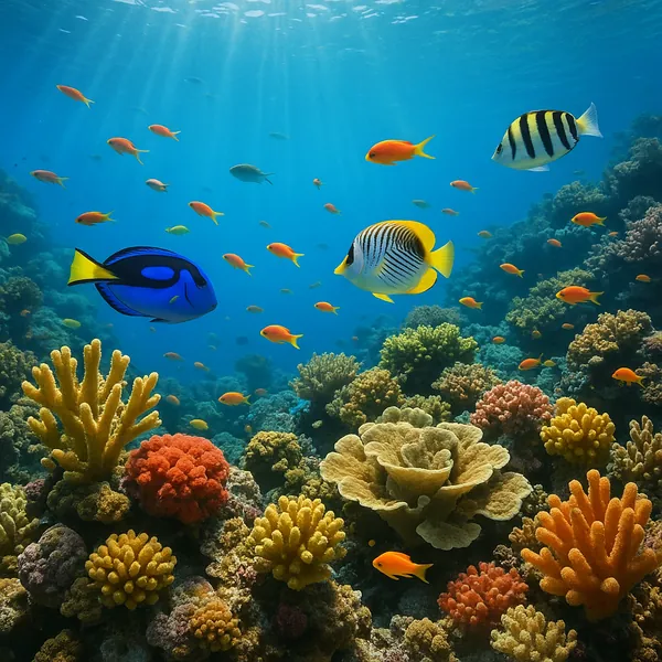 Enjoy an online jigsaw puzzle designed for browser play, featuring a vibrant underwater coral reef teeming with colorful marine life.