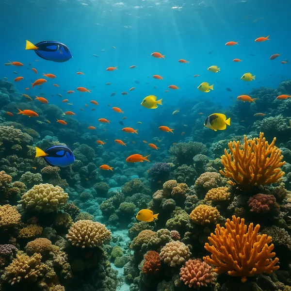 Enjoy an online jigsaw puzzle designed for browser play, featuring a vibrant underwater coral reef alive with colorful tropical fish and swaying corals.