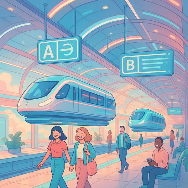 Enjoy an online jigsaw puzzle designed for browser play, featuring a bright, futuristic train station scene that celebrates city transport and modern architectu