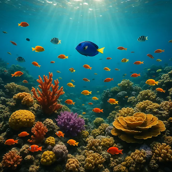Enjoy an online jigsaw puzzle designed for browser play, featuring a vibrant underwater coral reef scene alive with colorful sea life.