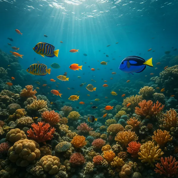 Enjoy an online jigsaw puzzle designed for browser play, featuring a vibrant underwater scene of coral reef life.
