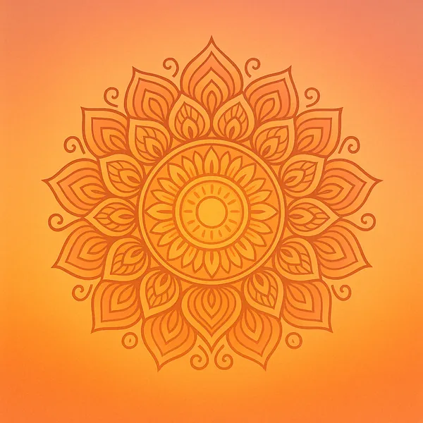 Enjoy an online jigsaw puzzle designed for browser play, featuring a warm mandala artwork that celebrates decorative art and symmetry.