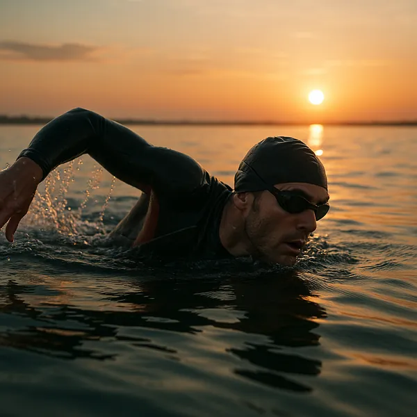 Enjoy an online jigsaw puzzle designed for browser play, featuring an open-water swimming scene that blends sport and nature.