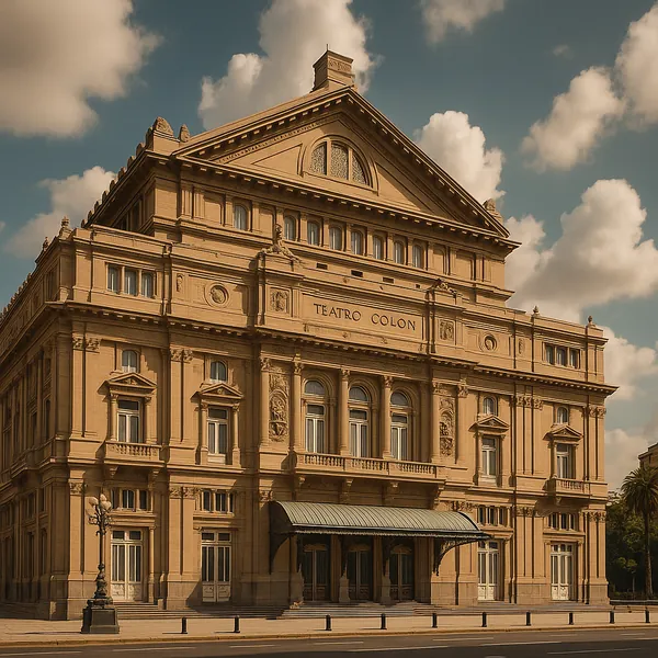Discover a puzzle with a grand, sunlit historic theater façade set against a softly clouded sky.