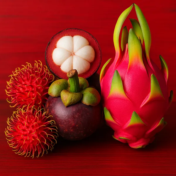 Enjoy an online jigsaw puzzle designed for browser play, featuring a vibrant still life of exotic fruits.