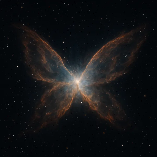 Discover a puzzle with a luminous, butterfly-like nebula floating against a field of deep black space.