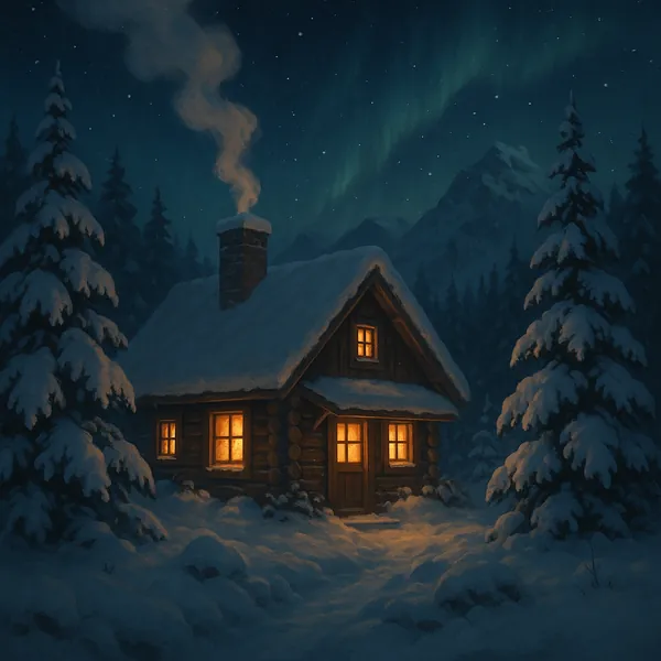 This online jigsaw puzzle features a cozy winter cabin scene set in nature, perfect for browser play.