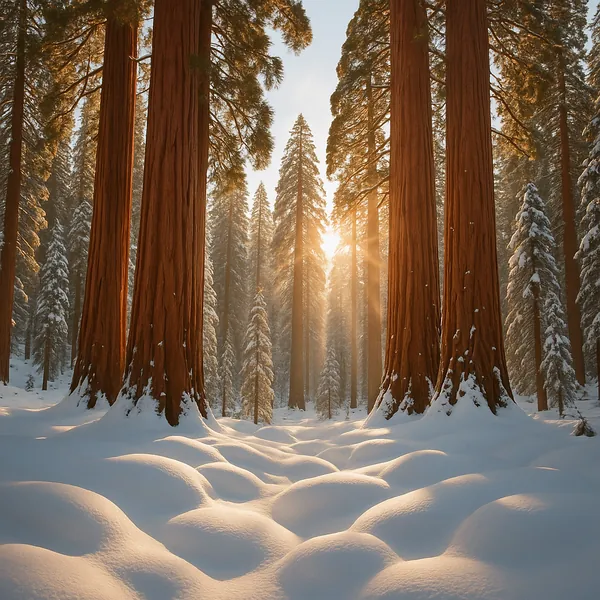 This online jigsaw puzzle features a tranquil winter forest scene with towering trees and fresh snow, perfect for nature lovers to enjoy in the browser.