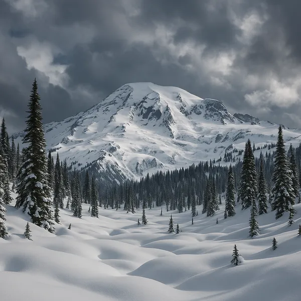 Enjoy an online jigsaw puzzle designed for browser play, featuring a dramatic winter mountain landscape and serene alpine nature.