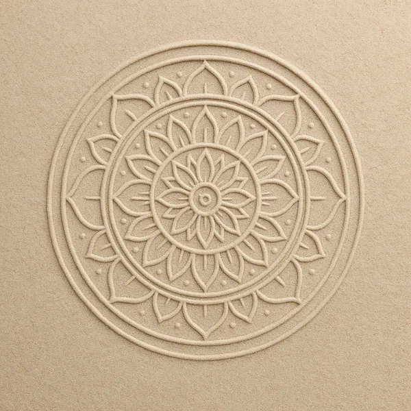 Enjoy an online jigsaw puzzle designed for browser play, featuring a delicate sand mandala that blends art and nature.
