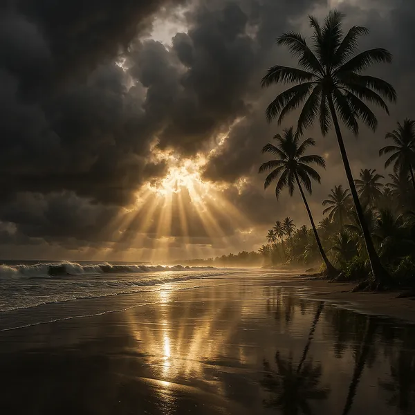 Enjoy an online jigsaw puzzle designed for browser play, featuring a dramatic tropical beach scene that brings nature and seascape beauty to your screen.