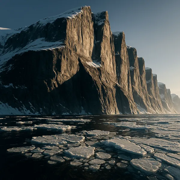 This online jigsaw puzzle features a dramatic coastal landscape of towering cliffs and floating sea ice, perfect for nature lovers to play in the browser.