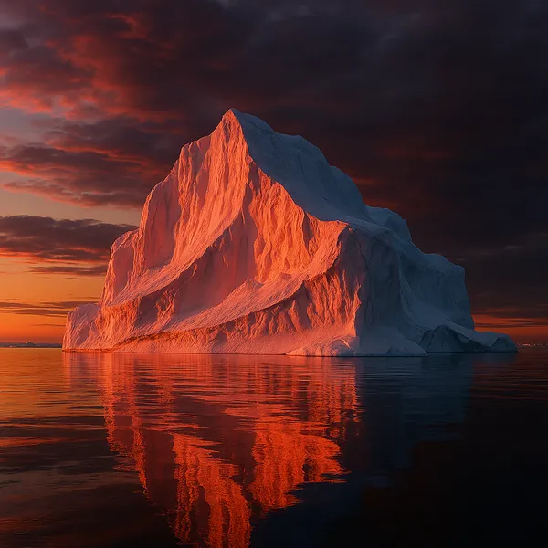 Here’s an online jigsaw puzzle you can play in your browser, focused on a striking nature scene of an iceberg at sunset.