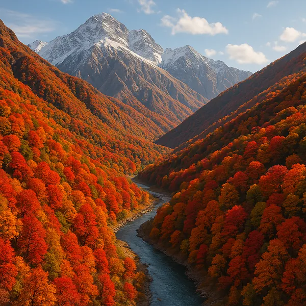 This online jigsaw puzzle features a breathtaking autumn mountain valley, perfect for nature lovers to play in the browser.