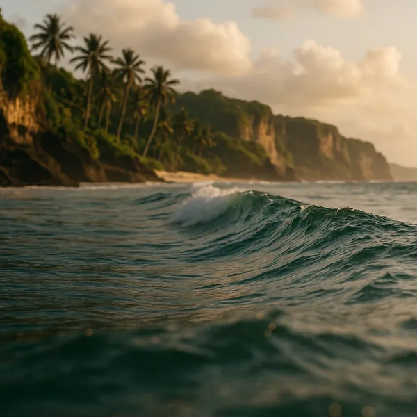 Here’s an online jigsaw puzzle you can play in your browser, featuring a tranquil coastal scene of ocean waves and lush tropical cliffs.
