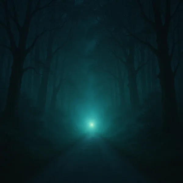 This online jigsaw puzzle features a misty forest scene at night, perfect for lovers of nature and atmospheric landscapes.