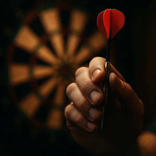 Enjoy an online jigsaw puzzle designed for browser play, featuring a close-up game scene from the world of darts and indoor sports.