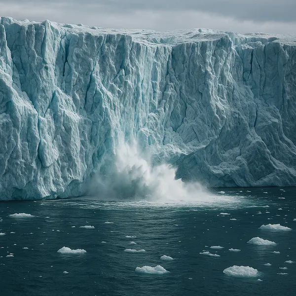 Enjoy an online jigsaw puzzle designed for browser play, featuring the dramatic beauty of nature with a towering glacier as its focal point.