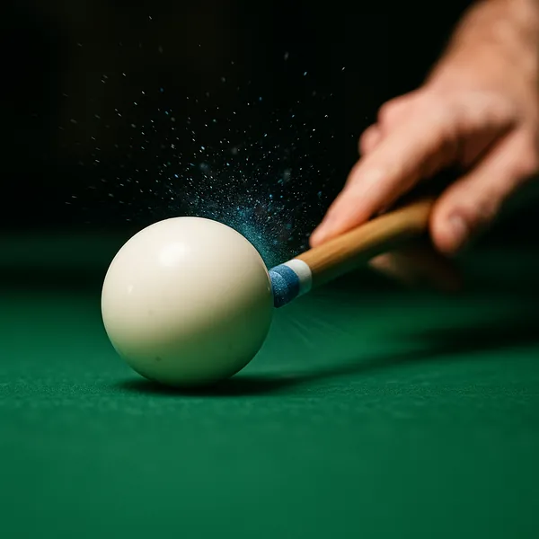 Enjoy an online jigsaw puzzle designed for browser play, featuring a close-up sports scene of billiards and a cue striking the white ball.