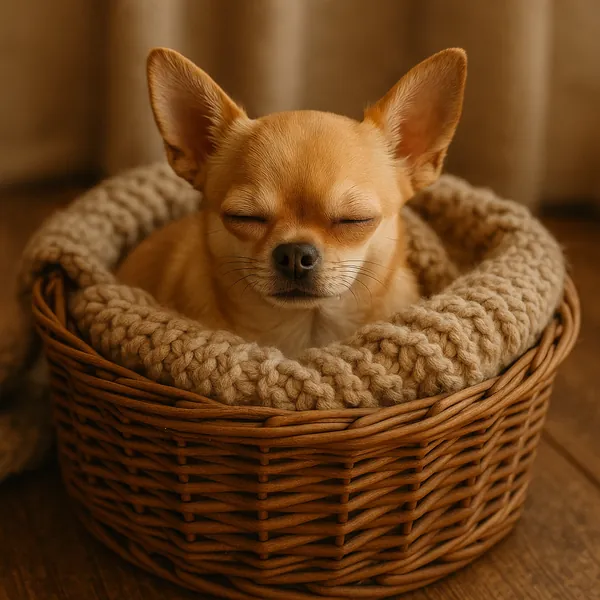 Enjoy an online jigsaw puzzle designed for browser play, featuring an adorable sleeping chihuahua nestled in a cozy basket — a heartwarming pet-themed scene per