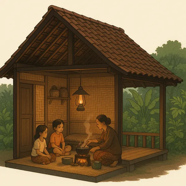 Enjoy an online jigsaw puzzle designed for browser play, featuring a cozy domestic scene of family life and food in a rustic countryside setting.