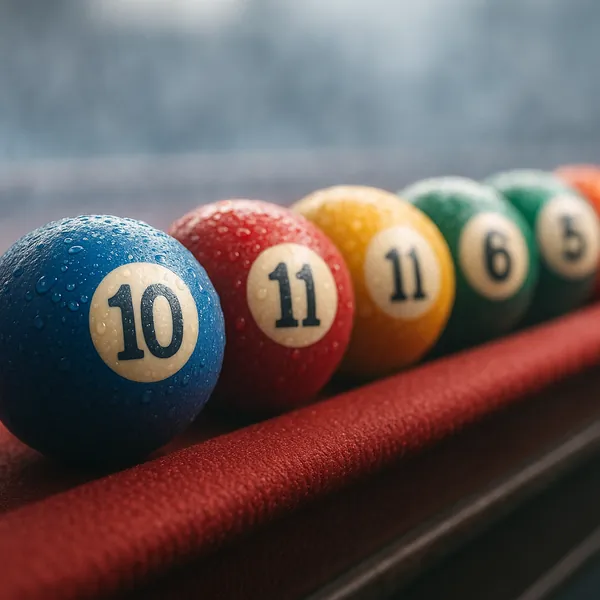 Enjoy an online jigsaw puzzle designed for browser play, featuring a close-up of colorful billiard balls lined up on red felt — a playful scene in the world of