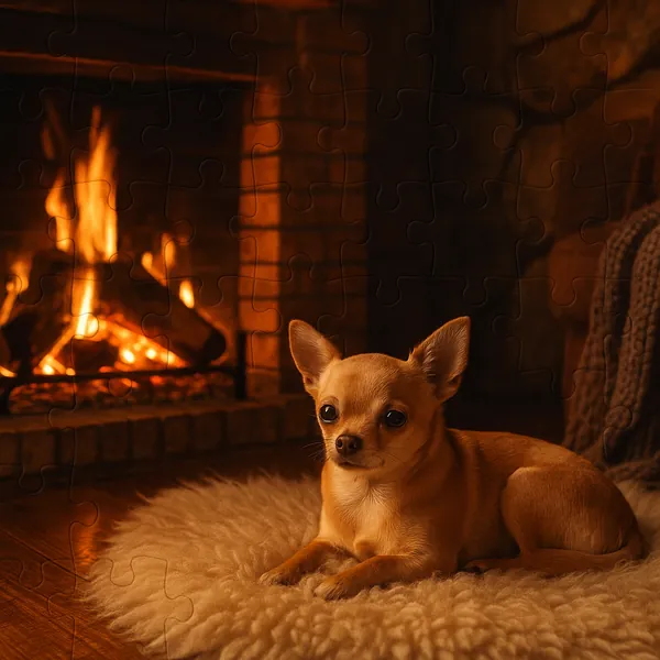 Enjoy an online jigsaw puzzle designed for browser play, featuring a cozy indoor animal scene.