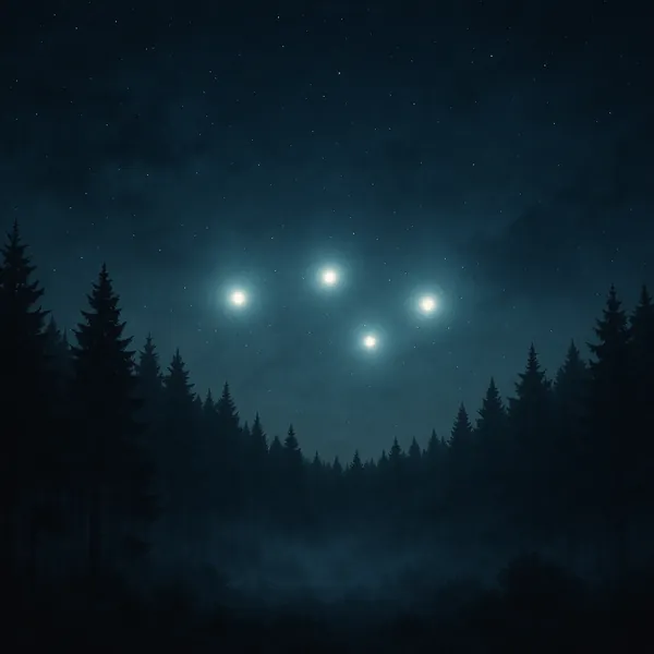 Enjoy an online jigsaw puzzle designed for browser play, featuring a moody nighttime forest under a starry sky.