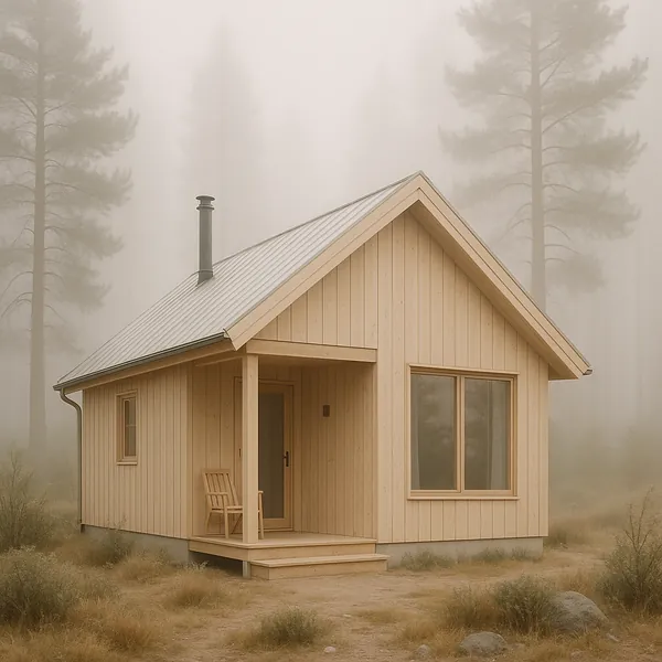 Enjoy an online jigsaw puzzle designed for browser play, featuring a serene wooden cabin nestled in a misty forest — a peaceful nature scene perfect for slow, m