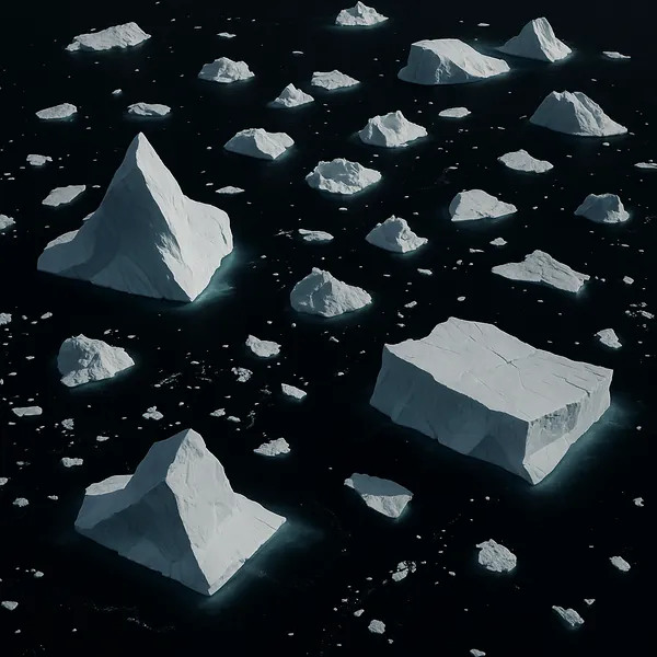 Enjoy an online jigsaw puzzle designed for browser play, featuring a serene scene of icebergs drifting across dark polar waters — a nature-themed image that inv