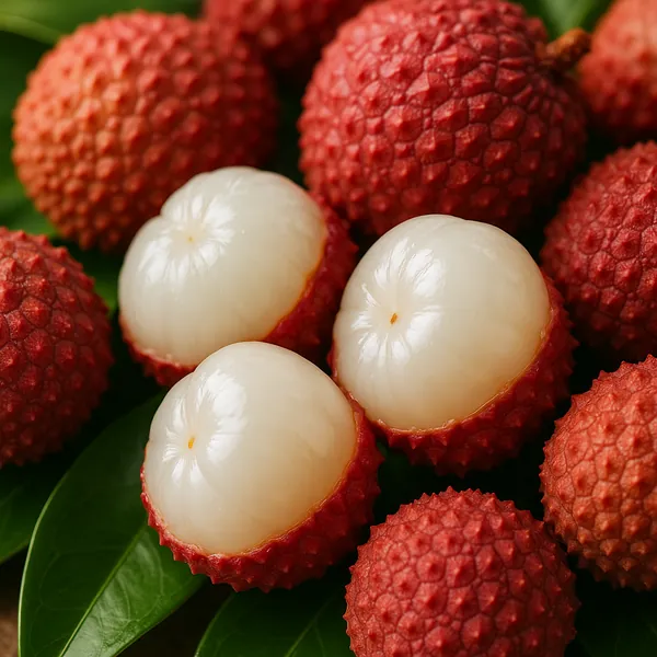 Enjoy an online jigsaw puzzle designed for browser play, featuring a close-up of fresh lychee fruit that blends food and nature themes.