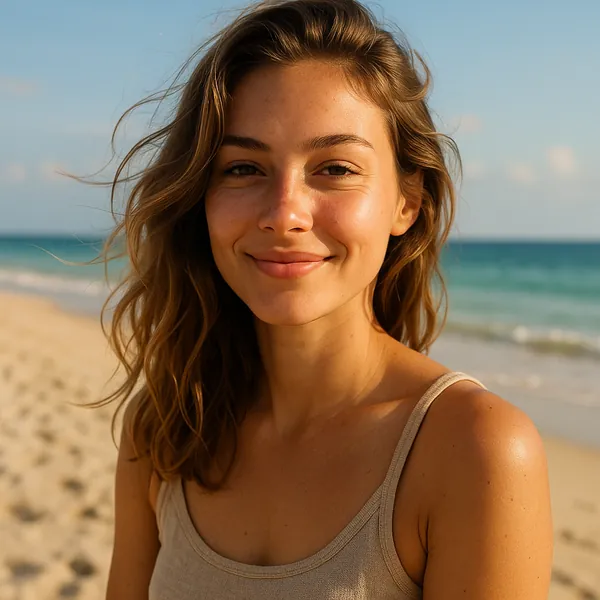 Enjoy an online jigsaw puzzle designed for browser play, featuring a sunlit beach portrait that blends people and nature.