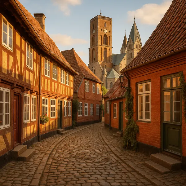 Enjoy an online jigsaw puzzle designed for browser play, featuring a quaint European town scene of historic architecture and cobblestone streets.