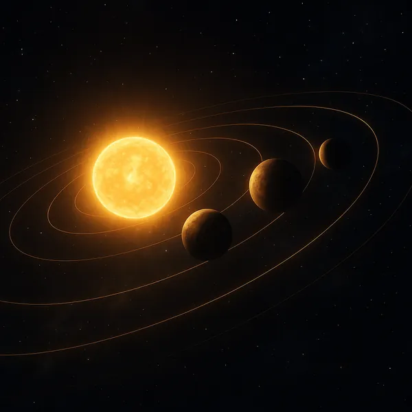 Enjoy an online jigsaw puzzle designed for browser play, featuring a vivid space scene of a glowing star and orbiting planets.