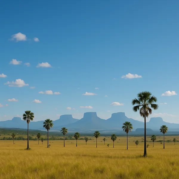 Enjoy an online jigsaw puzzle designed for browser play, featuring a tranquil nature scene of a sunlit savanna.