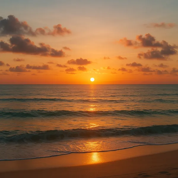 Enjoy an online jigsaw puzzle designed for browser play, featuring a tranquil seaside sunset that captures the simple beauty of nature.