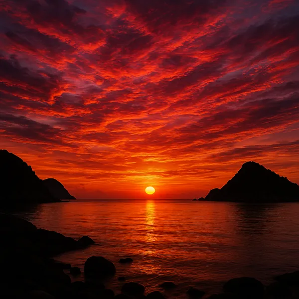 Enjoy an online jigsaw puzzle designed for browser play, featuring a dramatic coastal sunset in rich, natural colors.