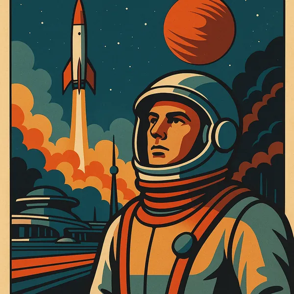 Enjoy an online jigsaw puzzle designed for browser play, featuring a striking retro space scene.