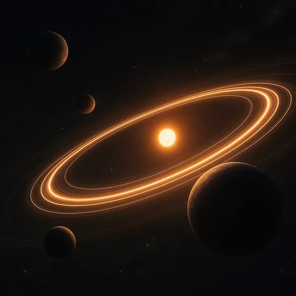 Enjoy an online jigsaw puzzle designed for browser play, featuring a dramatic space scene of planets and glowing rings.