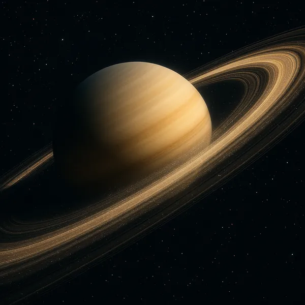 Enjoy an online jigsaw puzzle designed for browser play, featuring a majestic ringed planet set against the deep backdrop of space.